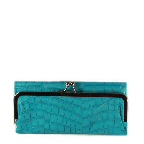 Tri-fold Wallet Turq Croc