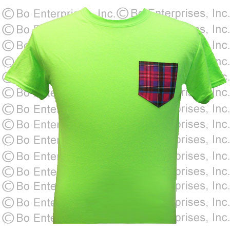 Plaid Sewn Pocket T - Anvil Neon Green (Short Sleeve)