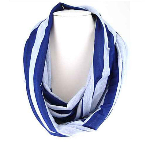 SC0058 BLUE WHITE STRIPE INFINITY SCARF