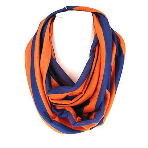 SC0058 NAVY ORANGE STRIPED INFINITY SCARF