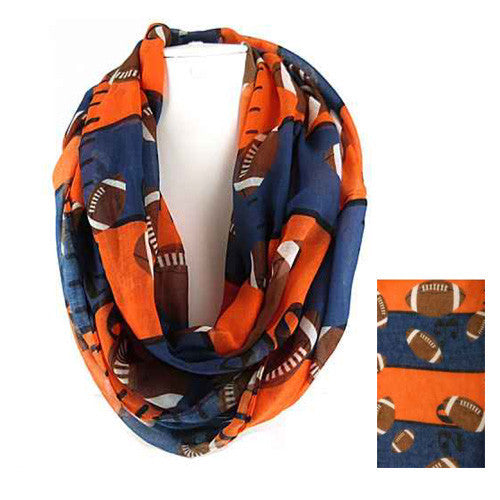 SC0062 ORANGE NAVY FOOTBALL INFINITY SCARF