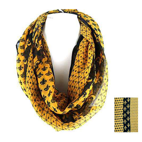 SC0063 BLACK YELLOW FLEUR INFINITY SCARF