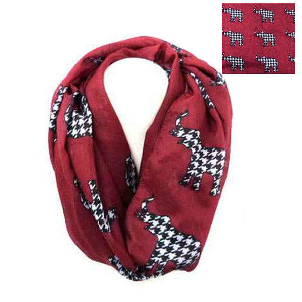 Scarf Cardinal Red with Elephant