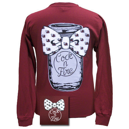 South Carolina Mason Jar bowtie - Garnet (long sleeve)