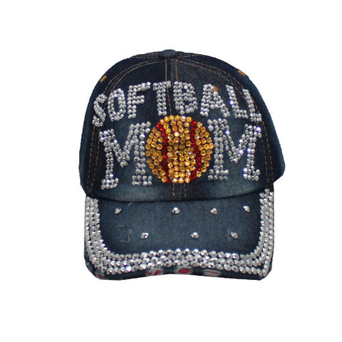 Cap-Bling Softball Mom