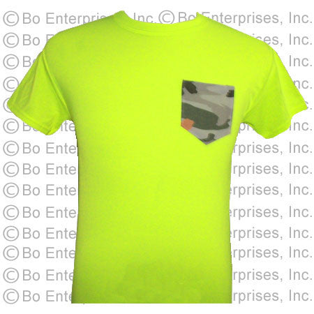 Sand Camo Sewn Pocket T - Safety Green (short Sleeve)