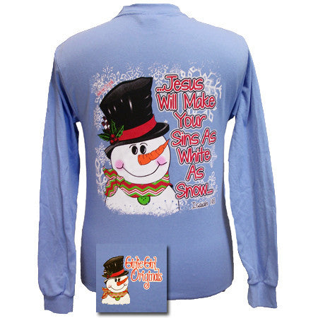 Snowman Sins as White as Snow Carolina Blue Long Sleeve