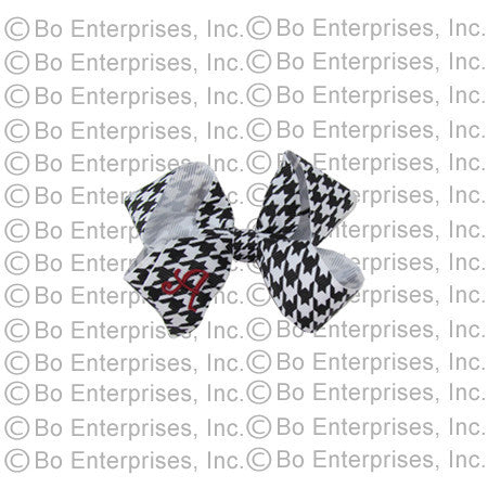 Initialed (Small) Hair Bow Houndstooth