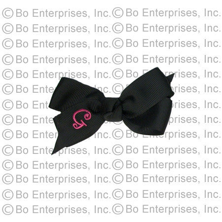 Initialed (Small) Hair Bow Black w/ Pink