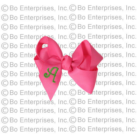 Initialed (Small) Hair Bow Pink w/Lime