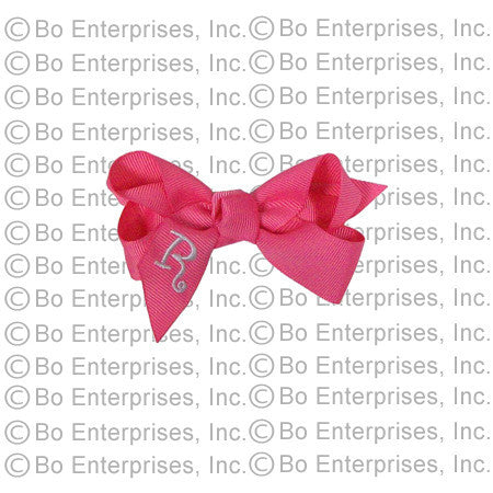 Initialed (Small) Hair Bow Pink w/ White