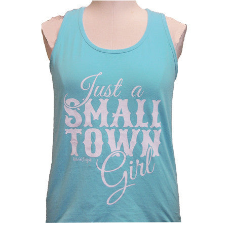 Just a Small Town Girl Comfort Color Tank Lagoon Blue