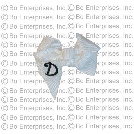 Initialed (Small) Hair Bow White w/ Black