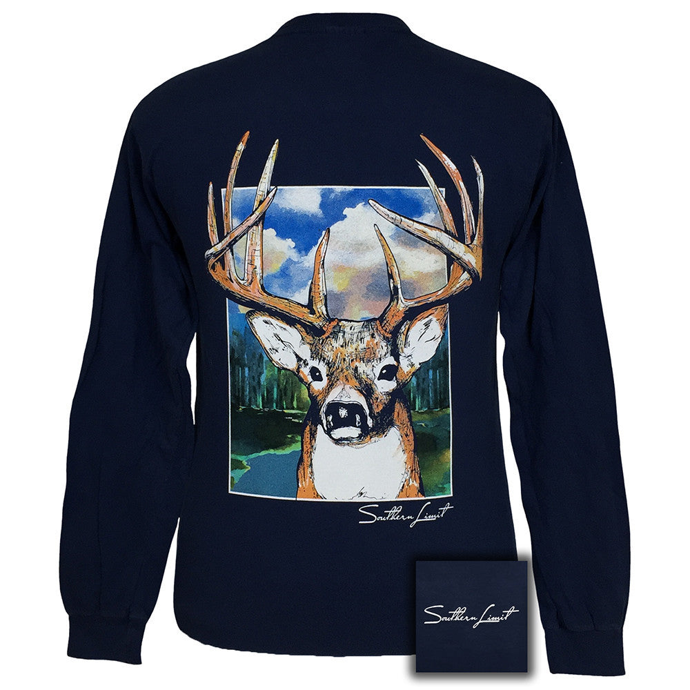 Southern Limit Buck Comfort Color Navy Long Sleeve