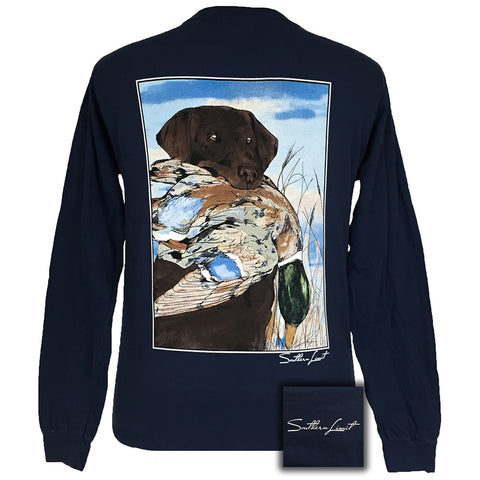 Southern Limit Chocolate Lab True Navy Comfort Color Long Sleeve