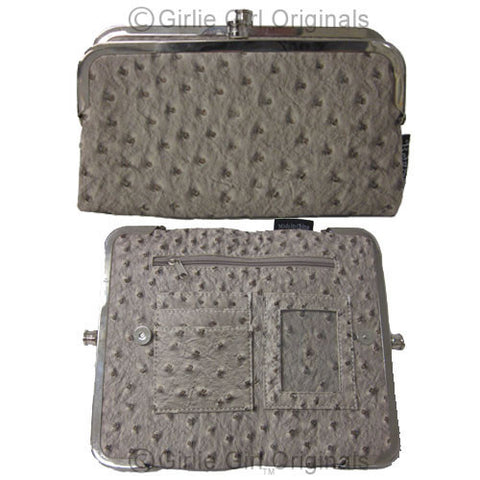 Bi-fold Taupe Ostrich Clutch Wallet