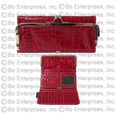 Tri-fold Red Croc Clutch Wallet