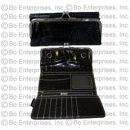 Tri-fold Clutch Black Croc wallet