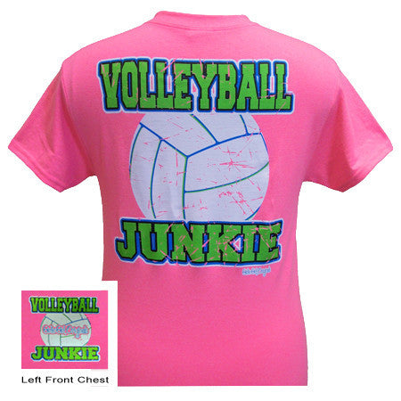 Volleyball Junkie - Safety Pink (short sleeve)