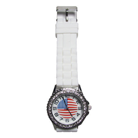 Flag Faced Jelly Watch White