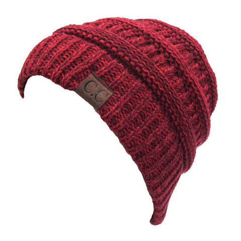 YJ-800 2-TONE BEANIE 11-BURGUNDY