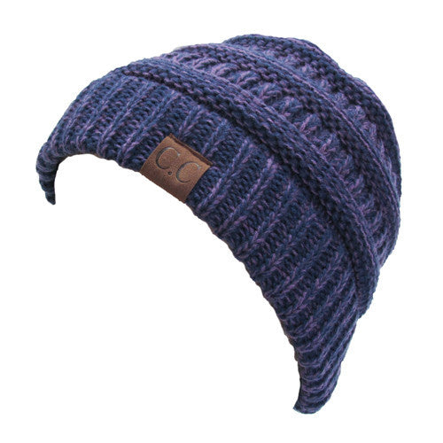 YJ-800 2-TONE BEANIE 21-PURPLE AND NAVY