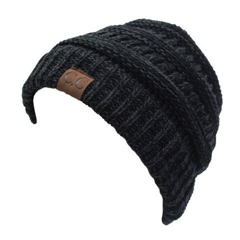 YJ-800 2-TONE BEANIE 29-BLACK AND CHARCOAL GREY