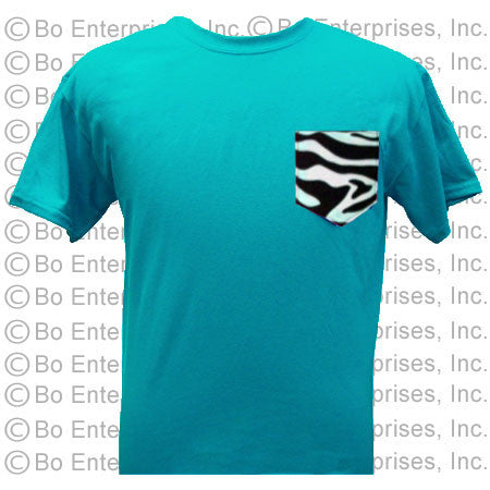 Zebra Sewn Pocket T - Tropical Blue (Short Sleeve)