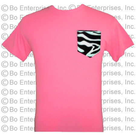 Zebra Sewn Pocket T - Safety Pink (Short Sleeve)