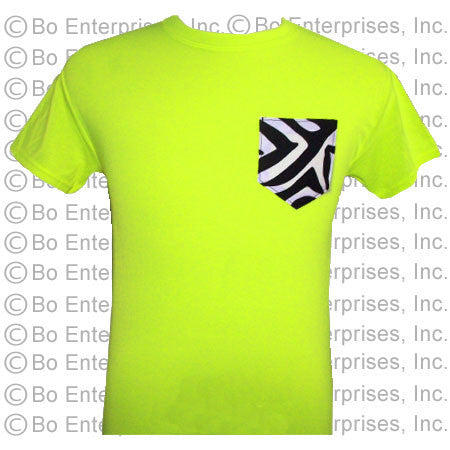 Zebra Sewn Pocket T - Safety Green (Short Sleeve)