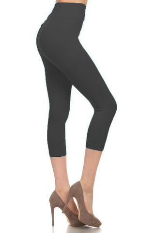 518SD-Charcoal Capri Legging