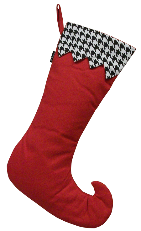 Elf Stocking Red/Houndstooth