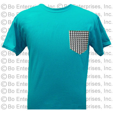 Houndstooth Sewn Pocket T - Tropical Blue (Short Sleeve)