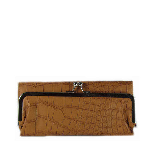 Tri-fold Wallet Tan Croc