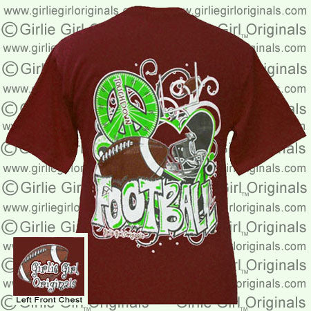 Peace Love Football - Maroon (Short Sleeve)