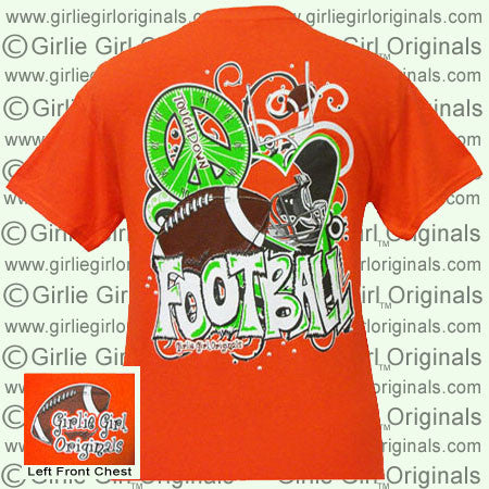 Peace Love Football - Orange (Short Sleeve)