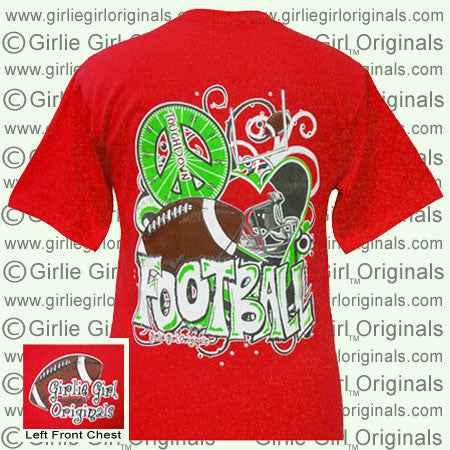 Peace Love Football - Red (Short Sleeve)
