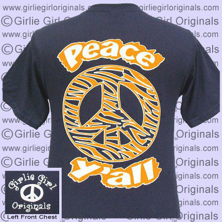 Peace Y'all-Tiger Print #2 - Navy (Short Sleeve)