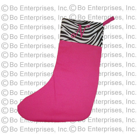 Stocking - Hot Pink / Zebra with Hot Pink Initial