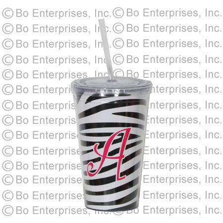 Zebra Design Cup With Straw